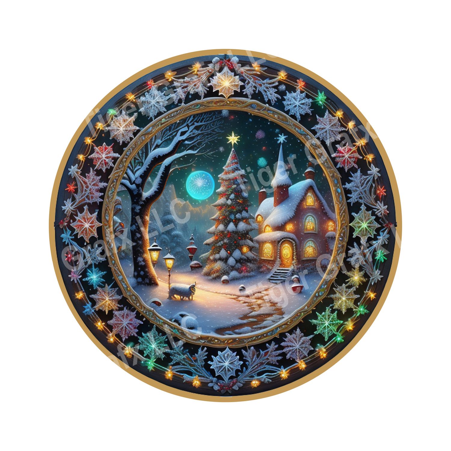 Magical winter wonderland - Christmas Wood door hanger / wreath decor sign