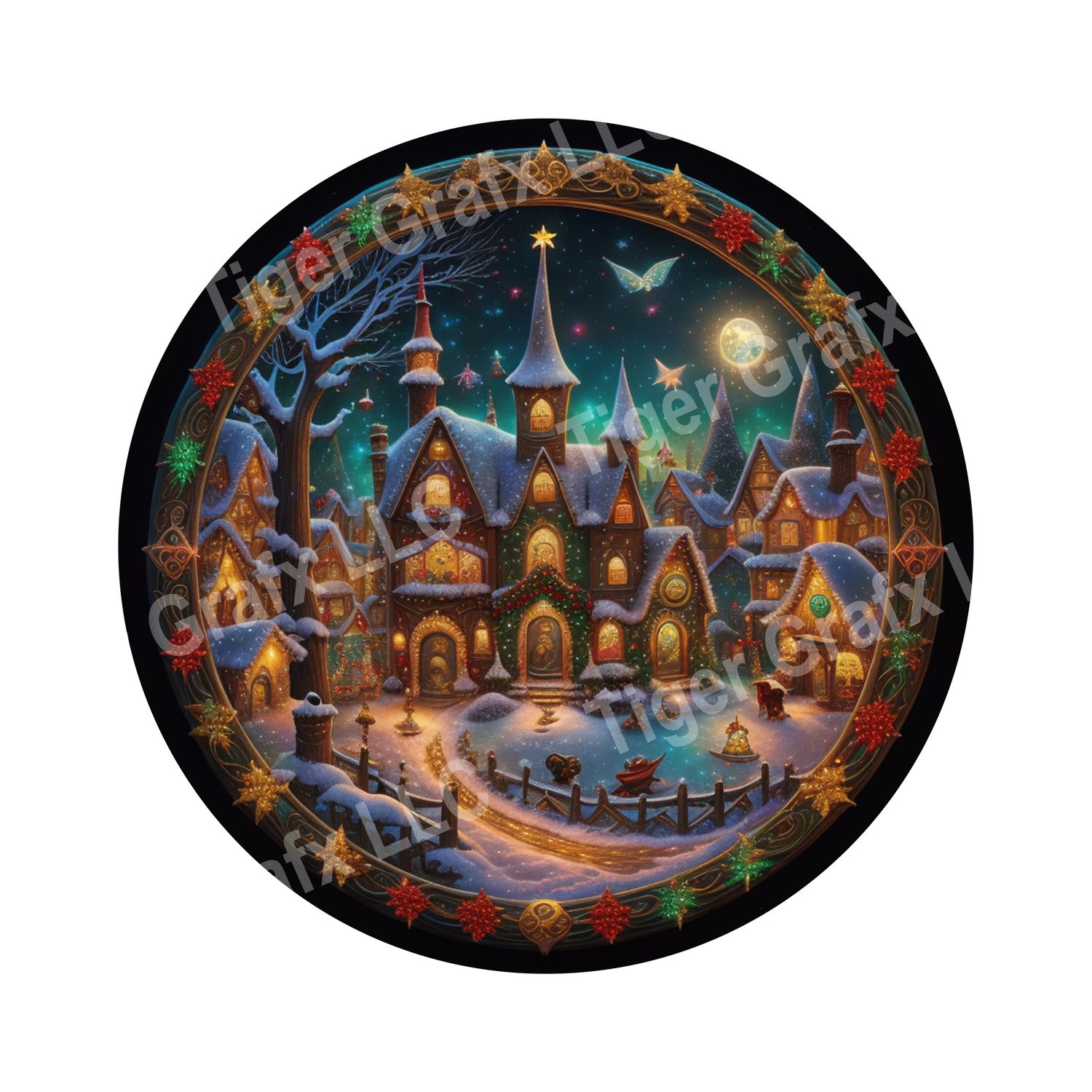 Magical winter wonderland - Christmas Wood door hanger / wreath decor sign