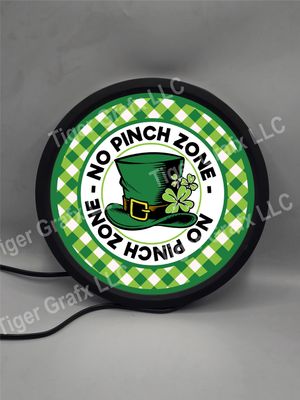 No pinch zone - illuminated round sign