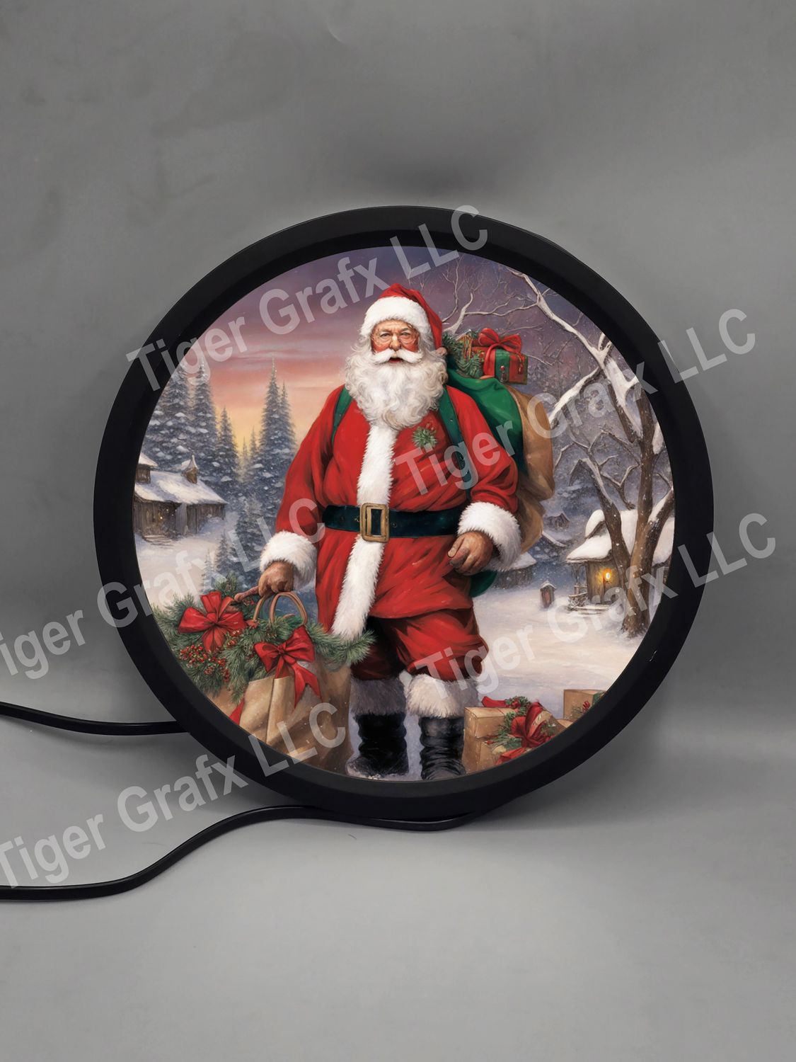 Santa Claus - illuminated round sign