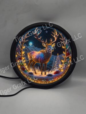 Magical reindeer - illuminated round sign