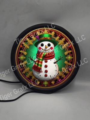 Snowman - illuminated round sign