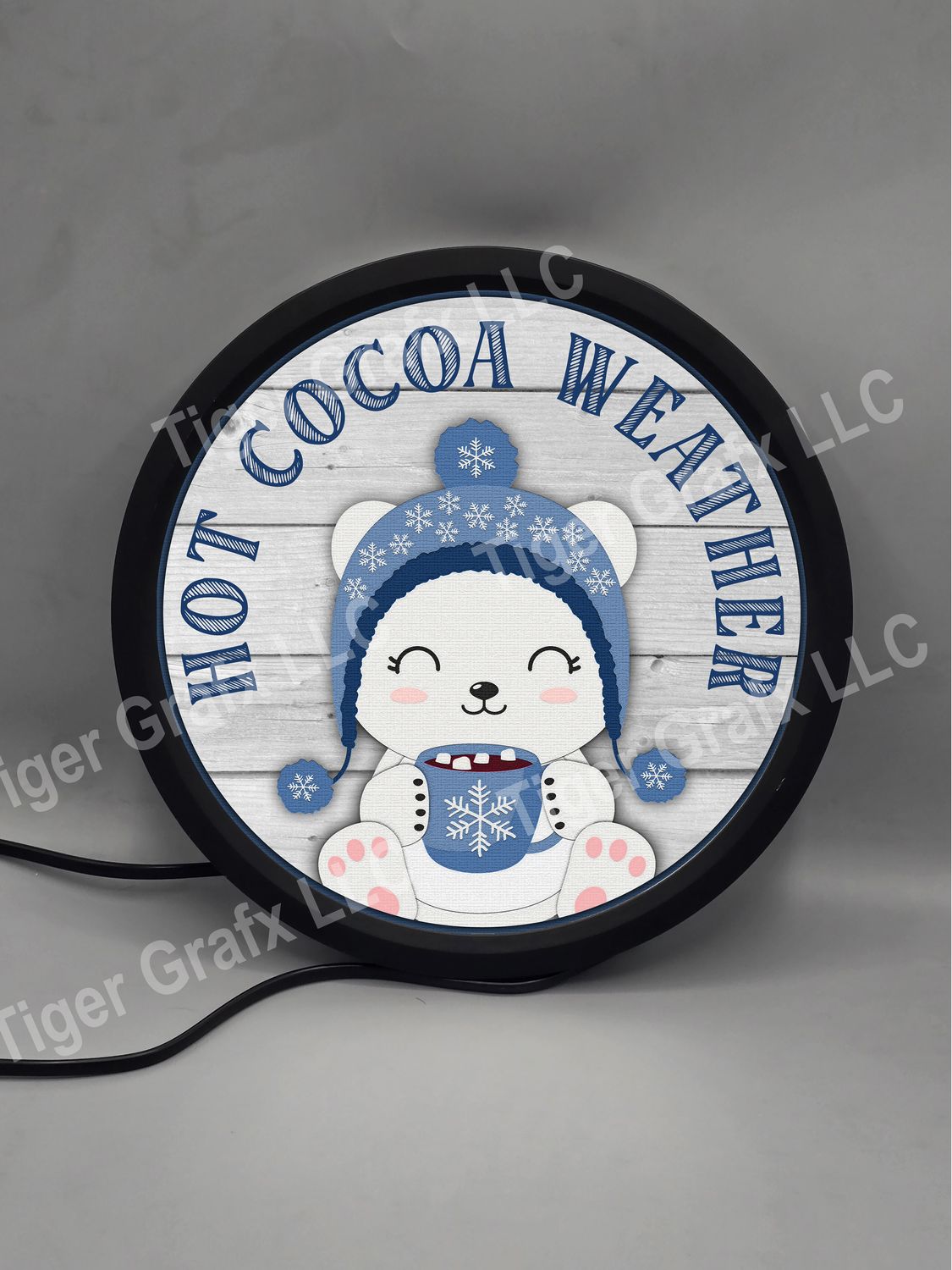 Hot cocoa weather - illuminated round sign