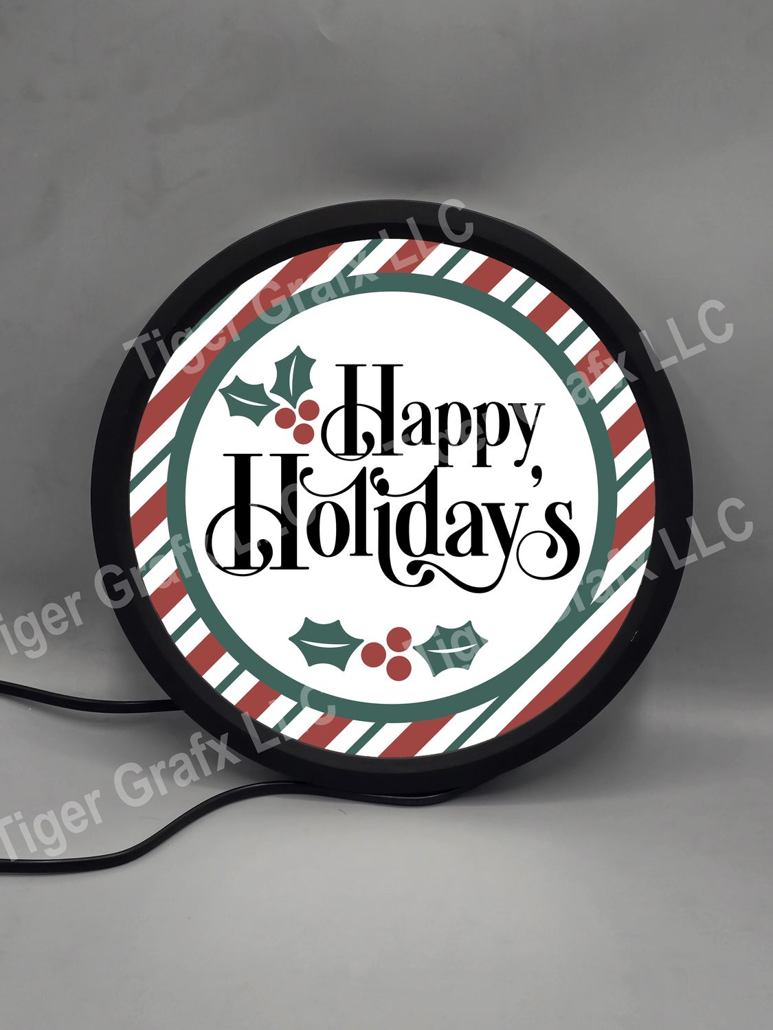 Happy Holidays - illuminated round sign
