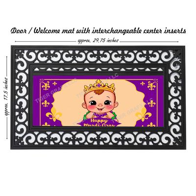 Mardi Gras king cake baby doormat