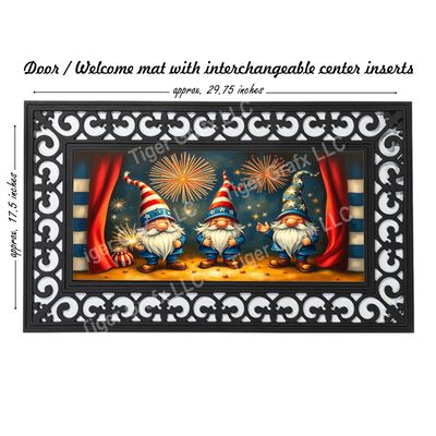 4th of July gnomes and fireworks doormat