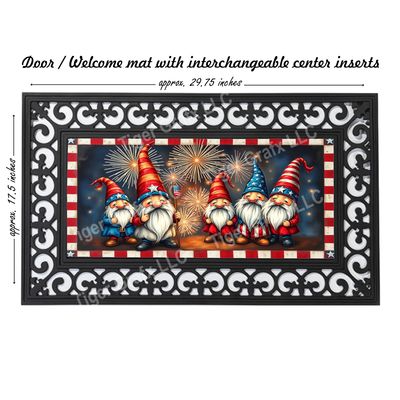 4th of July gnomes and fireworks doormat