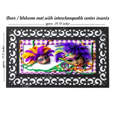 Mardi Gras mask and beads doormat