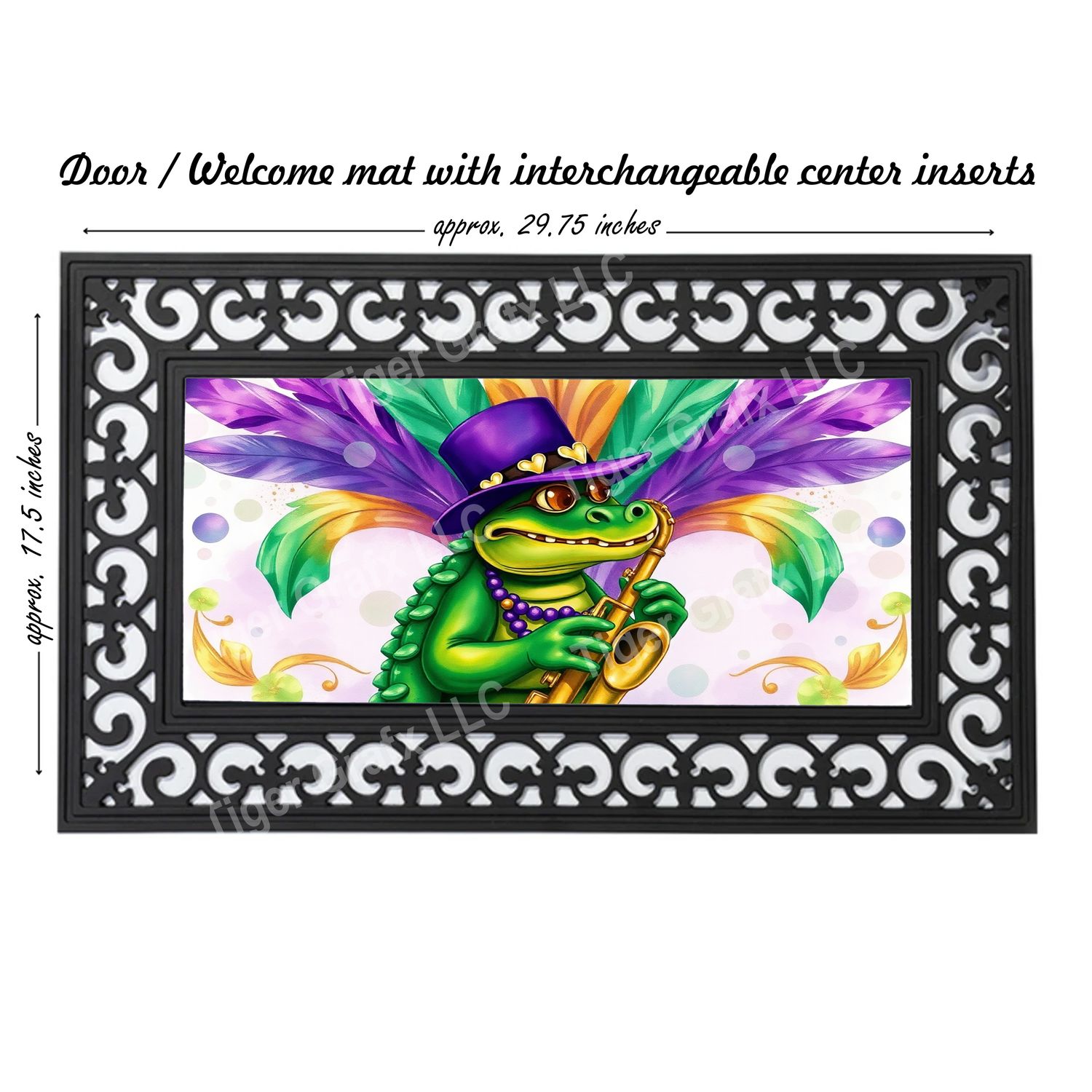 Mardi Gras alligator doormat