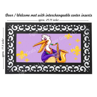 Louisiana Mardi Gras jazz pelican doormat