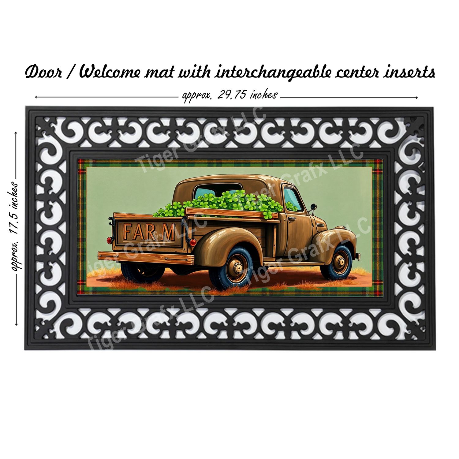St. Patrick&#39;s Day clover truck doormat