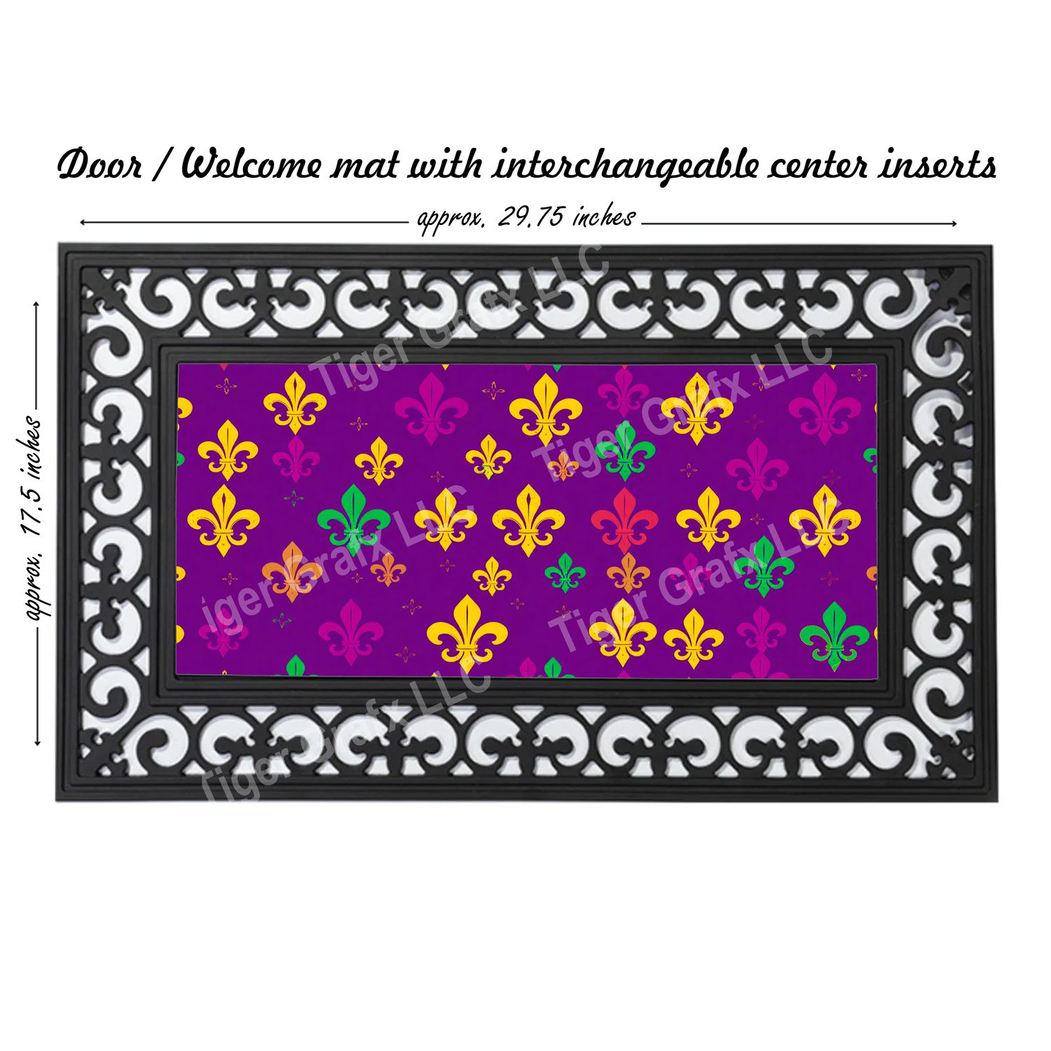 Louisiana Mardi Gras fleur de lis doormat