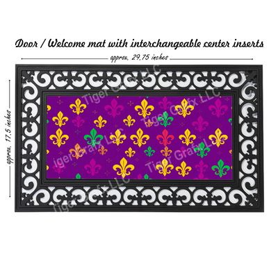Louisiana Mardi Gras fleur de lis doormat