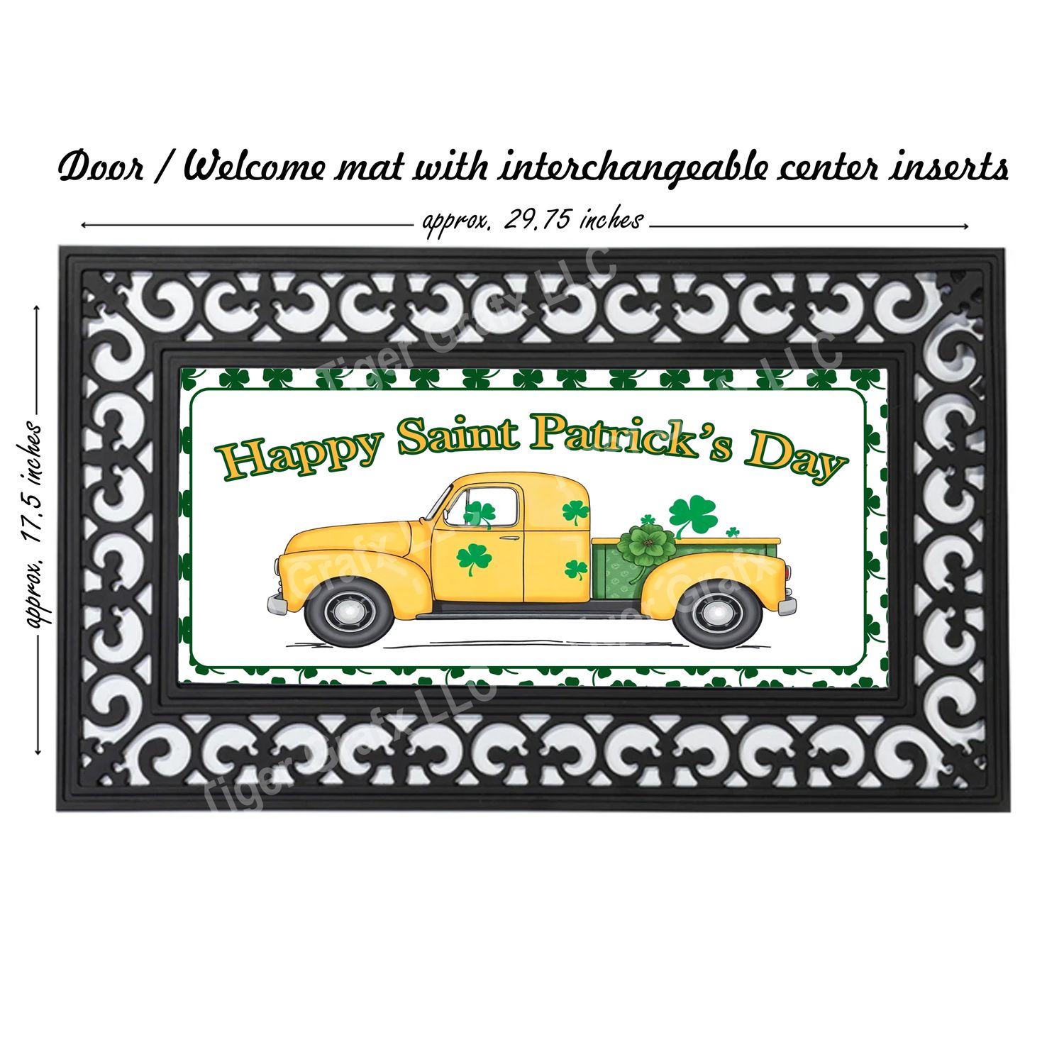 St. Patrick&#39;s Day clover truck doormat