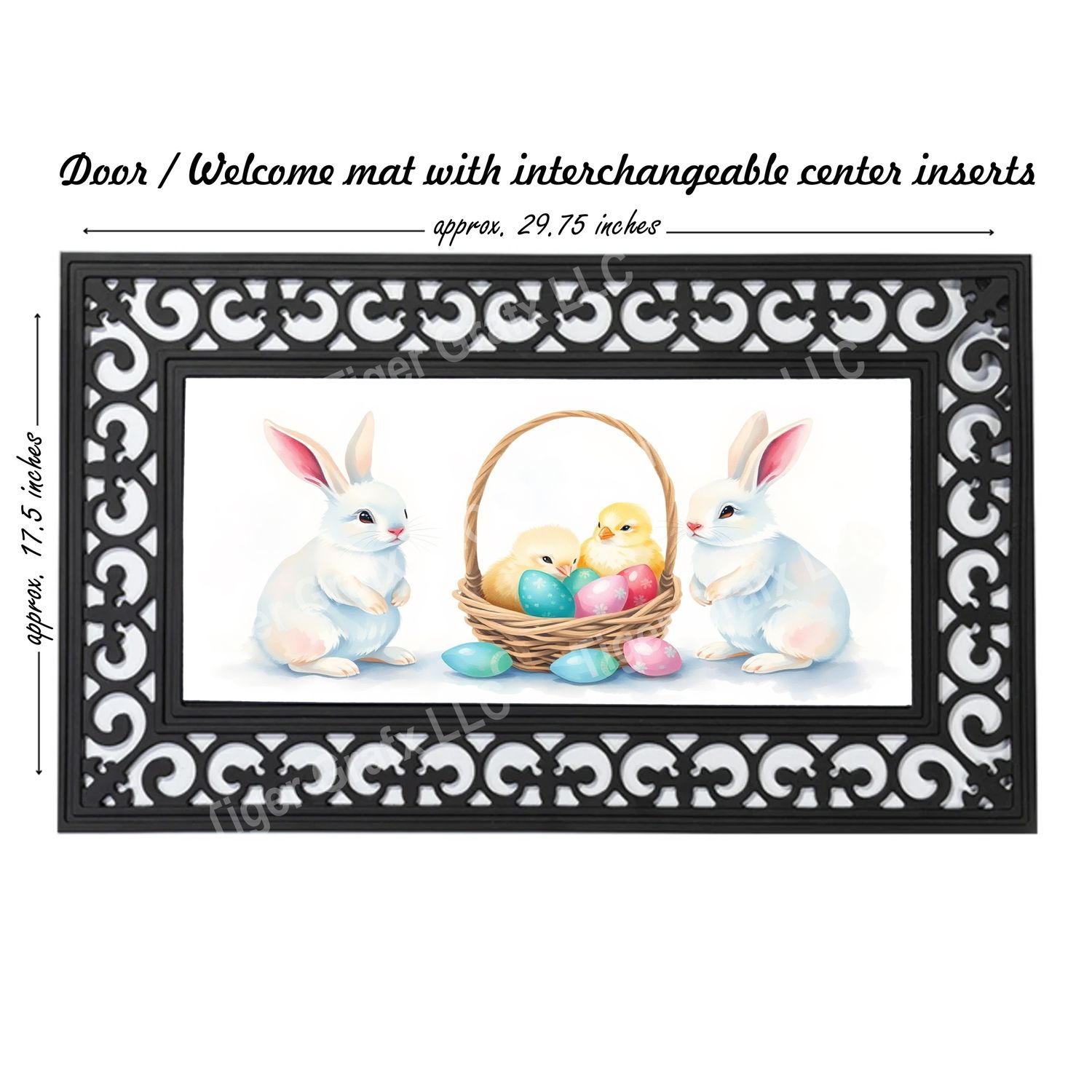 Cute Easter bunnies and chicks doormat