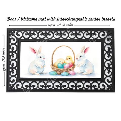 Cute Easter bunnies and chicks doormat
