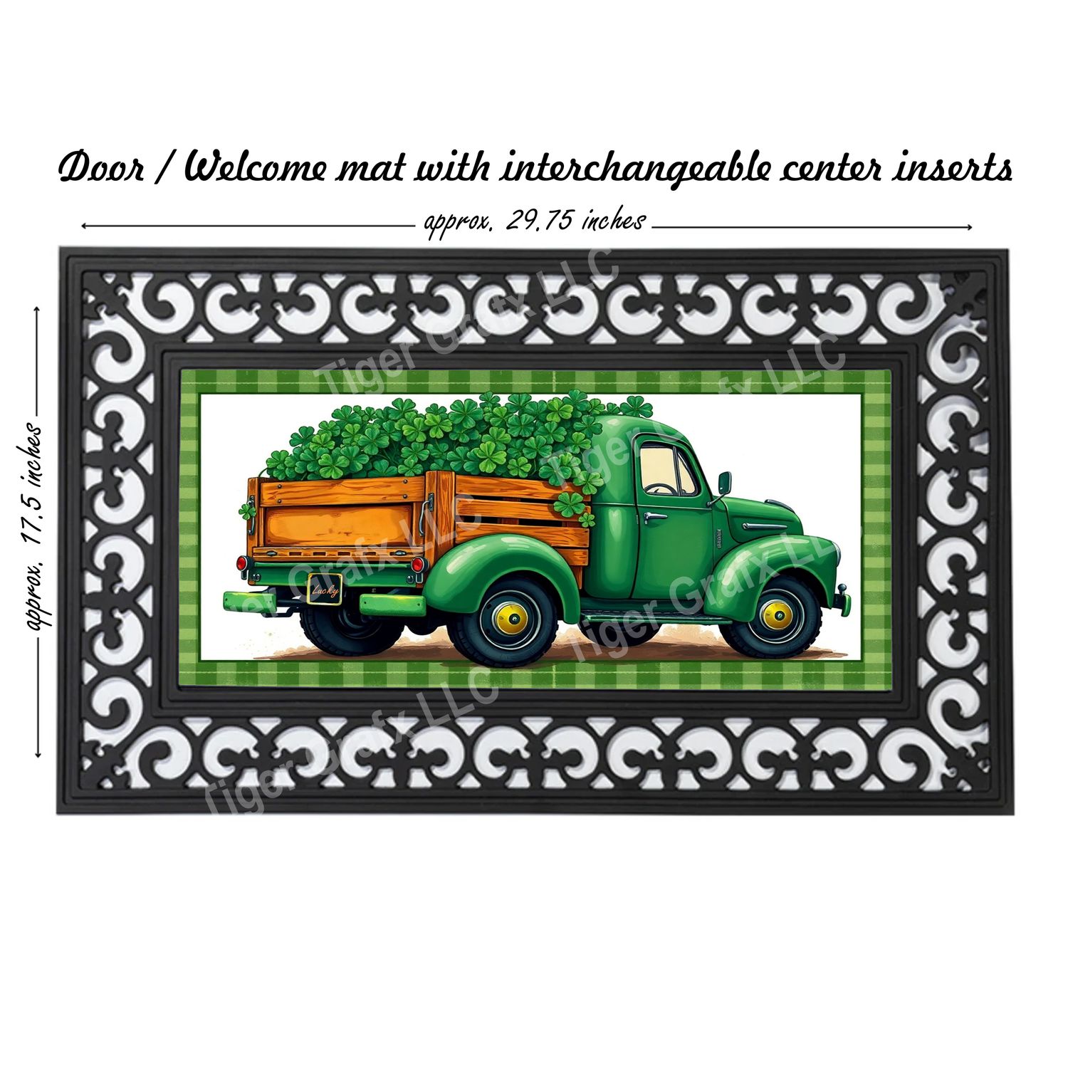 St. Patrick&#39;s Day clover truck doormat