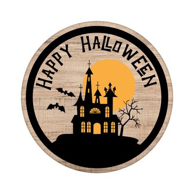 Happy Halloween haunted house Round Metal Sign