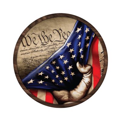 We the People 4th of July Patriotic Independence Day Round Metal Sign