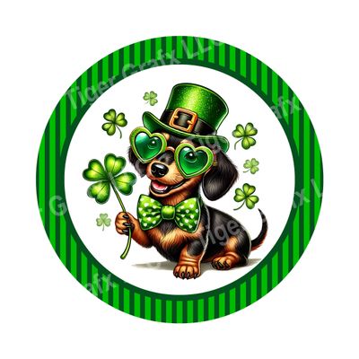 St. Patrick&#39;s Dog Round Metal Sign