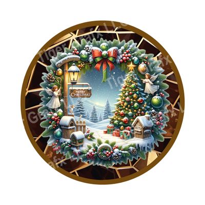 Merry Christmas Round Metal Sign
