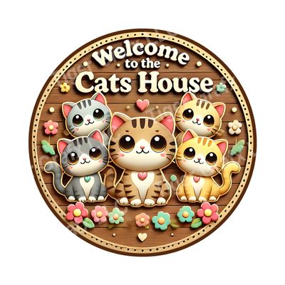 Welcome to the cats house Round Metal Sign