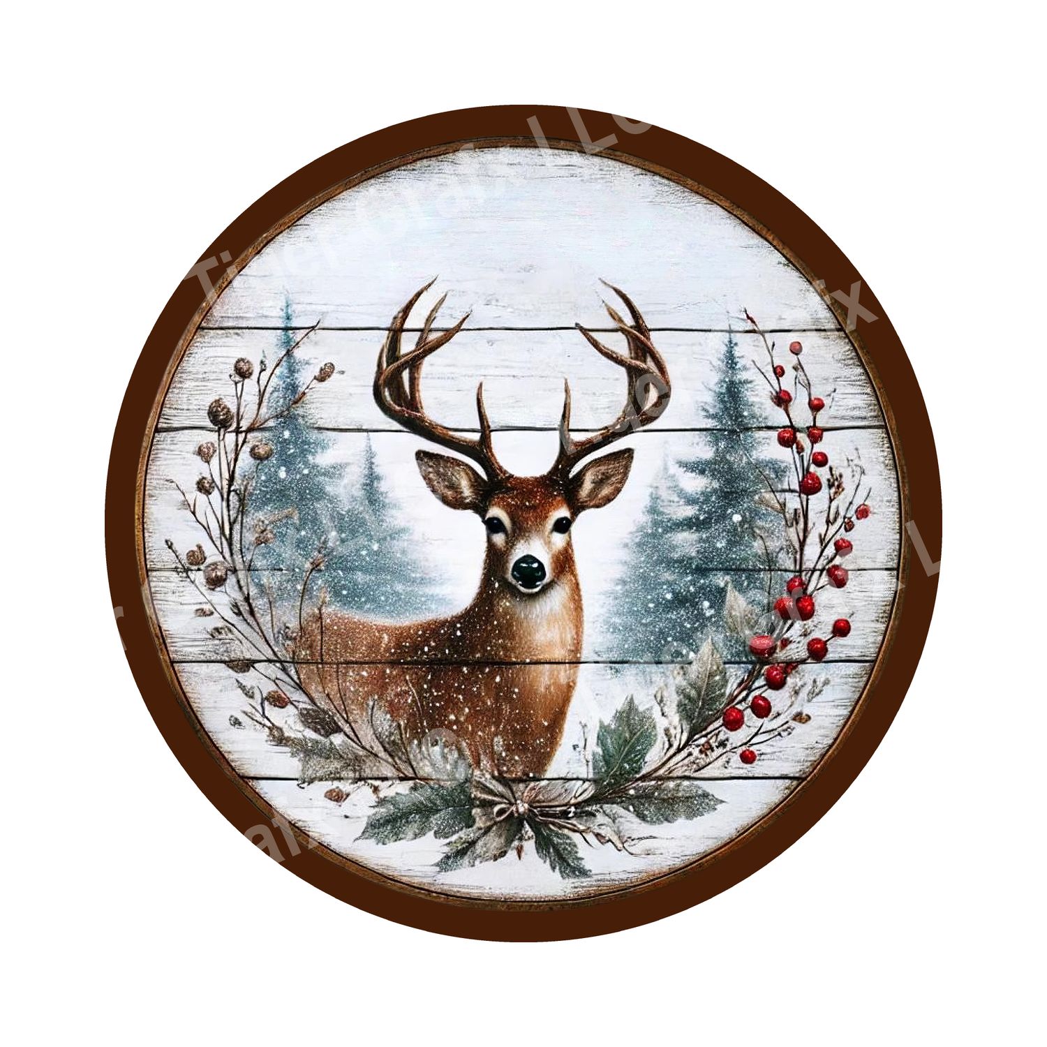 Winter deer Round Metal Sign
