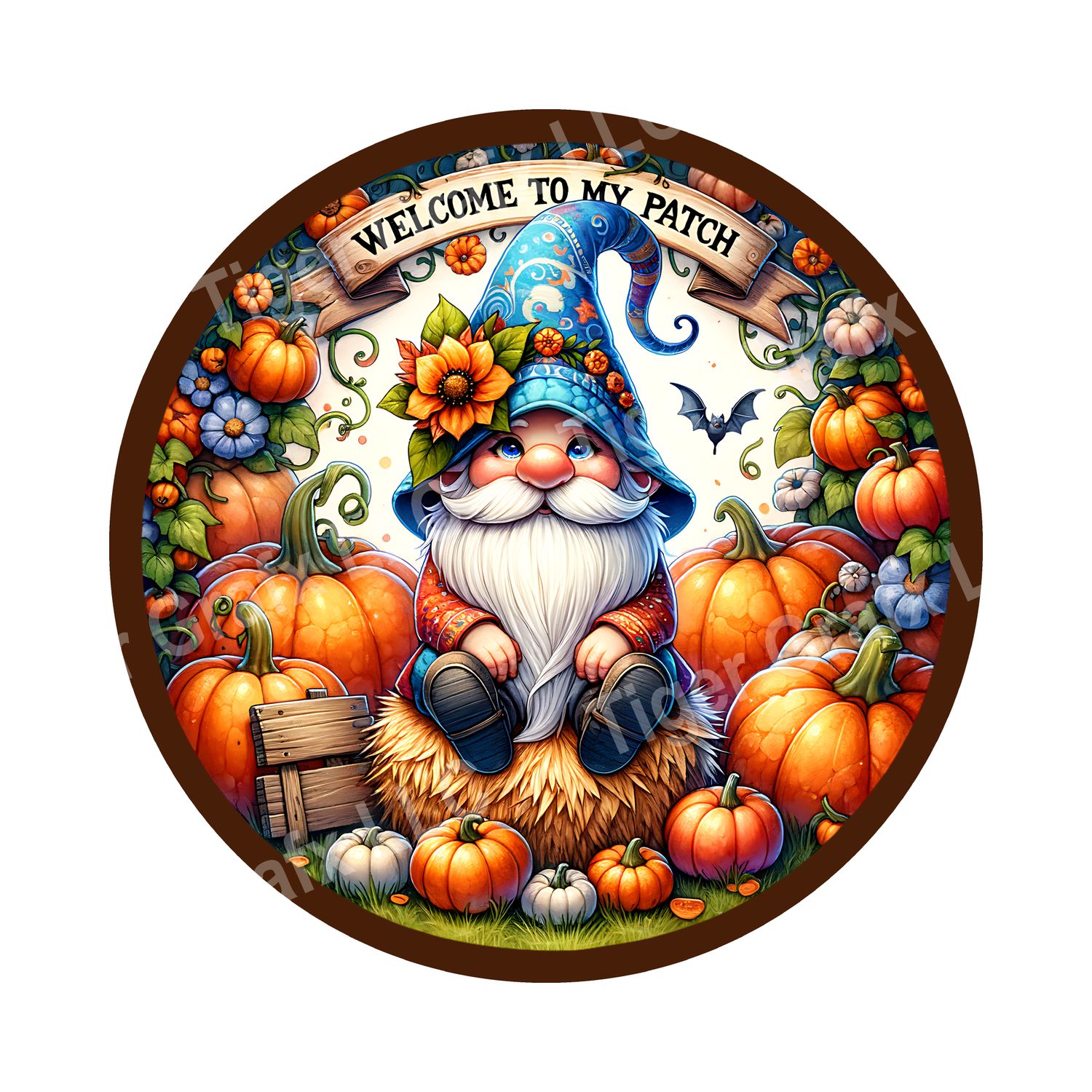 cute Fall gnome Round Metal Sign