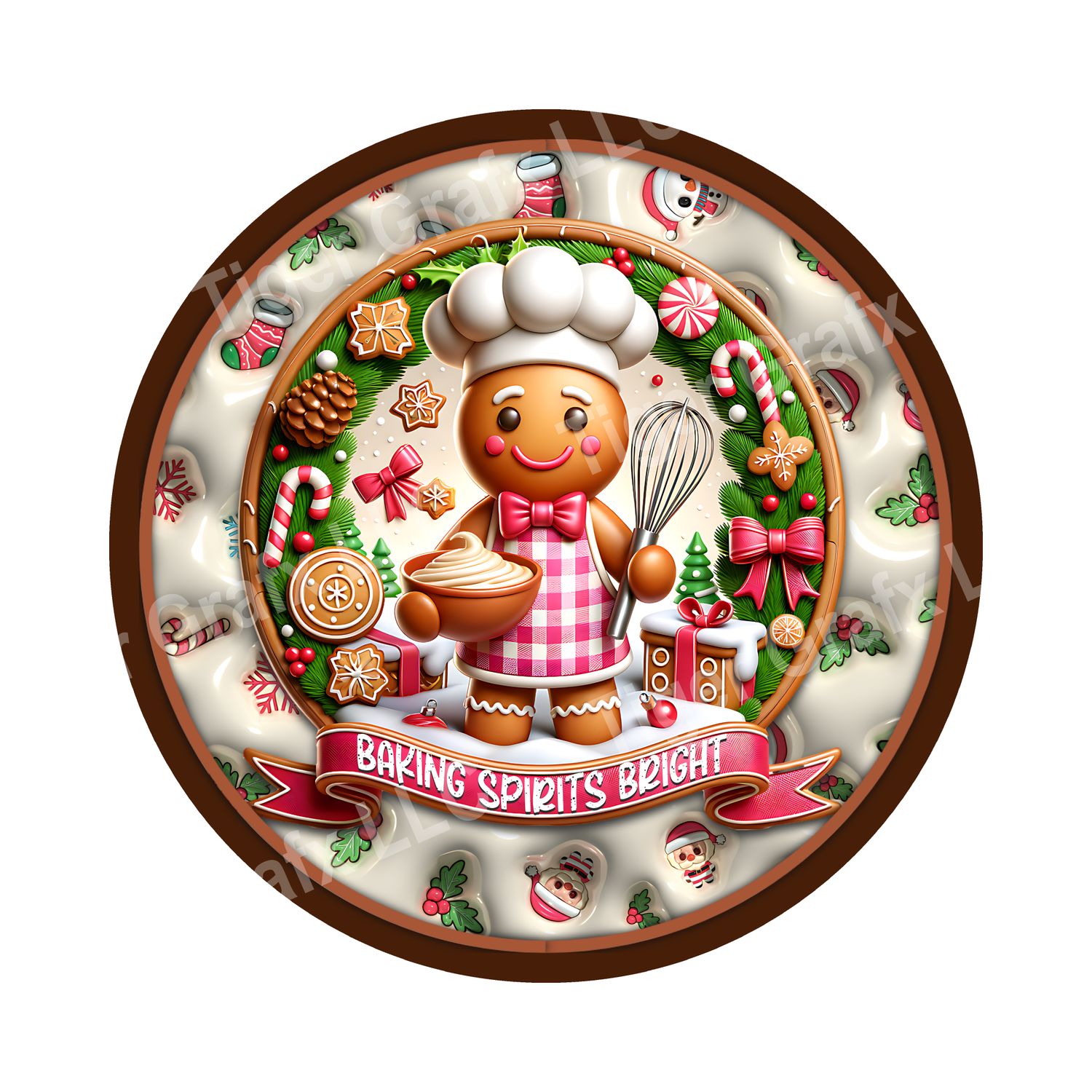 Cute gingerbread cookie Round Metal Sign