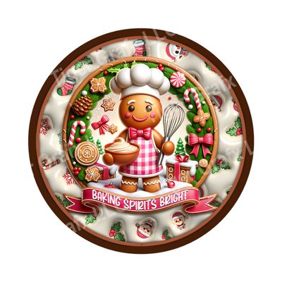 Cute gingerbread cookie Round Metal Sign