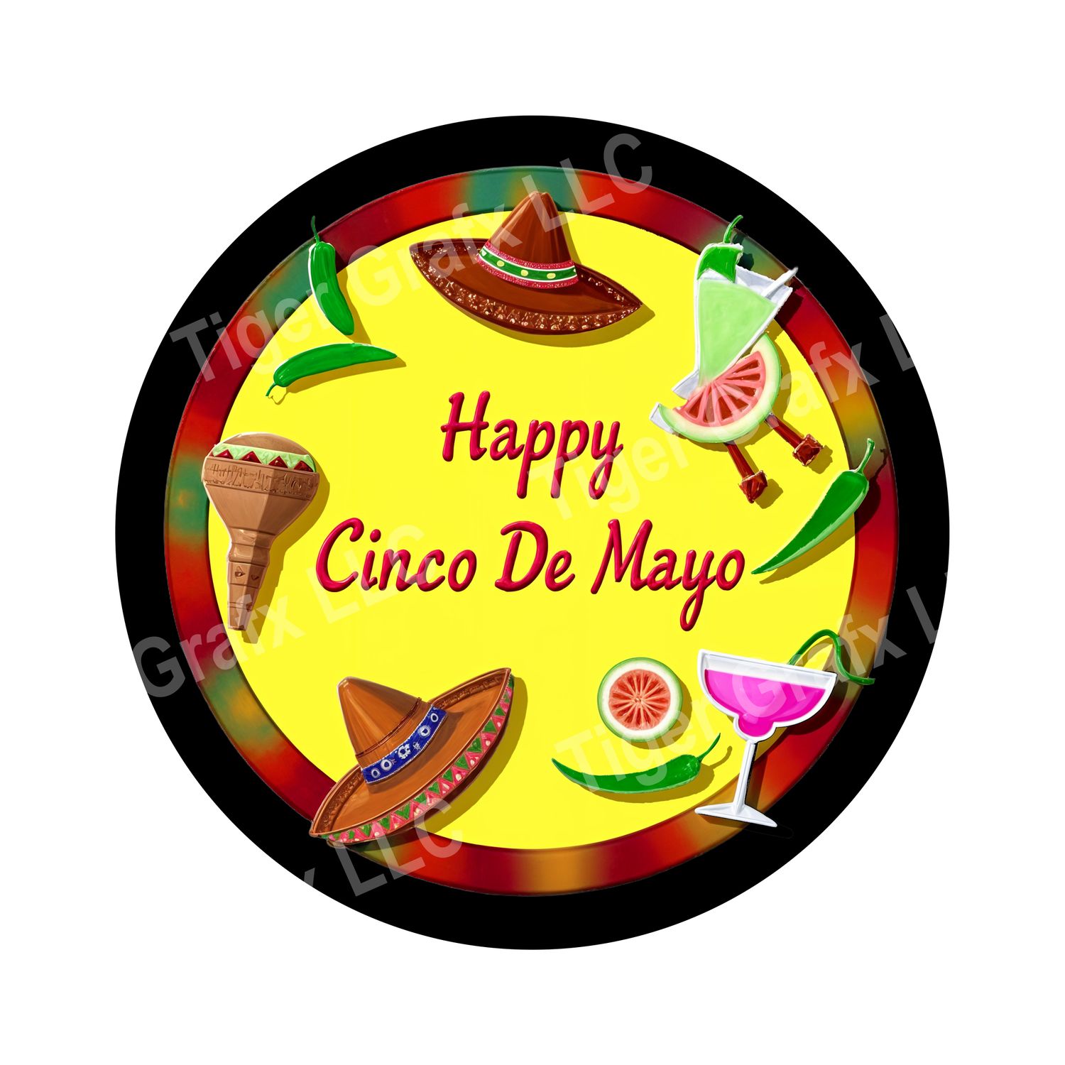 Cinco de Mayo Round Metal Sign