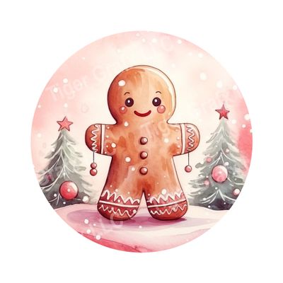 Pink Gingerbread cookie Christmas Round Metal Sign