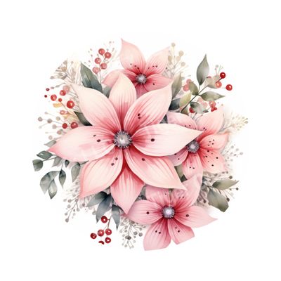 Pink Poinsettia flowers Christmas Round Metal Sign