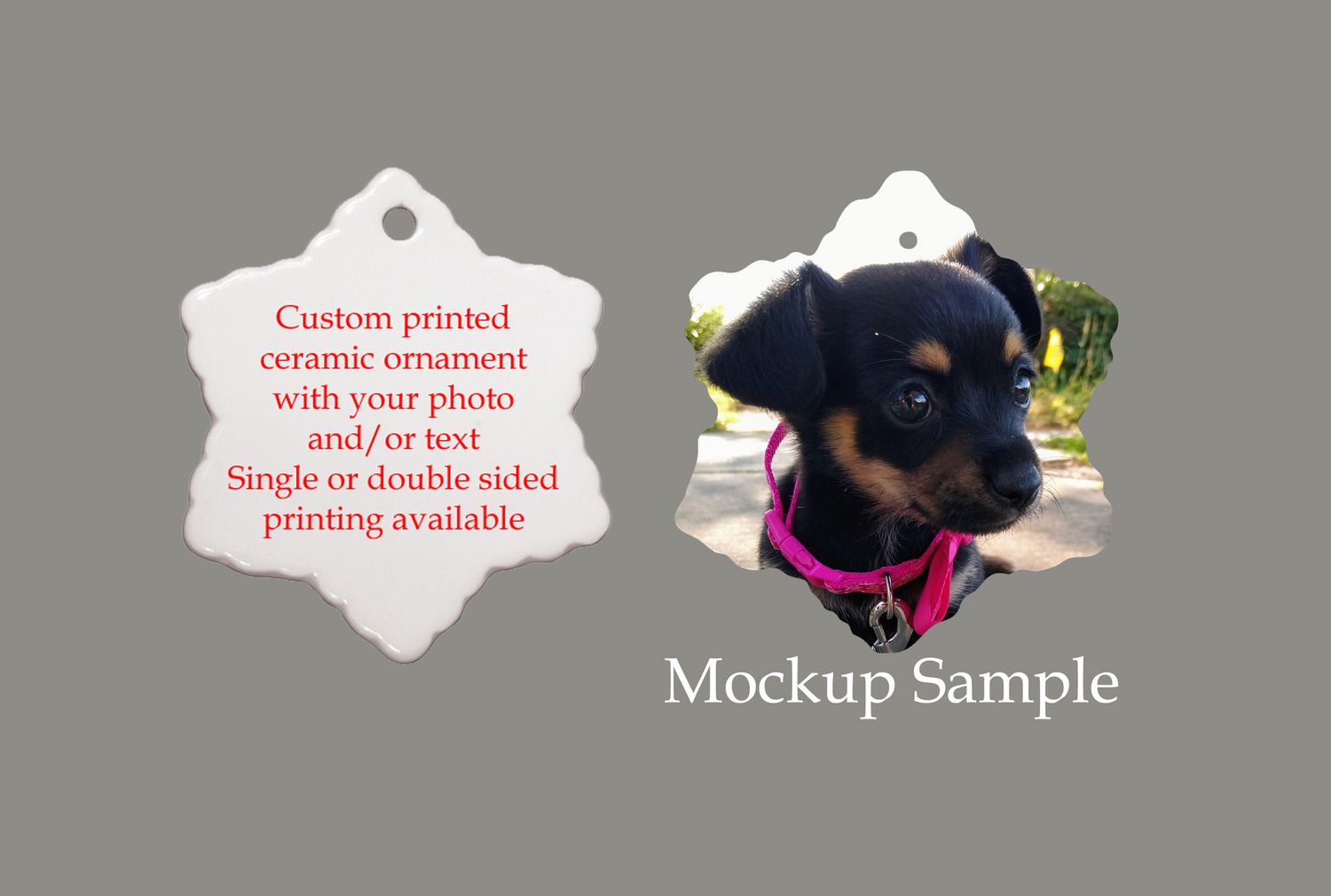 Custom Printed Photo Ceramic Snowflake Christmas ornament