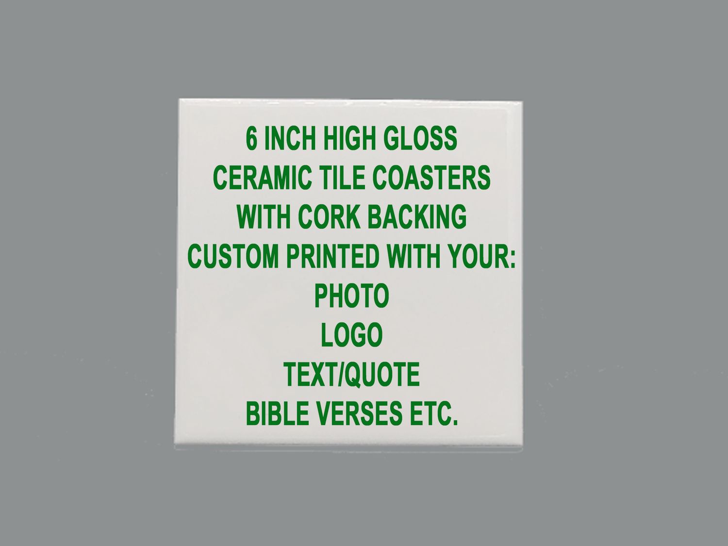6 inch custom printed gloss ceramic tile coasters - Set of 4