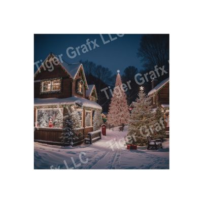 Christmas Village - 10x10 inch Square Metal Sign