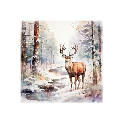 Winter Reindeer - 10x10 inch Square Metal Sign