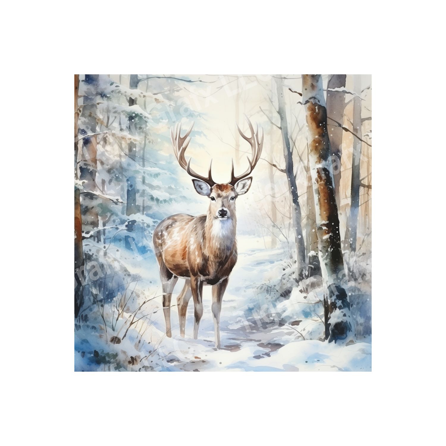 Winter Reindeer - 10x10 inch Square Metal Sign
