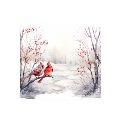 Winter Cardinals - 10x10 inch Square Metal Sign