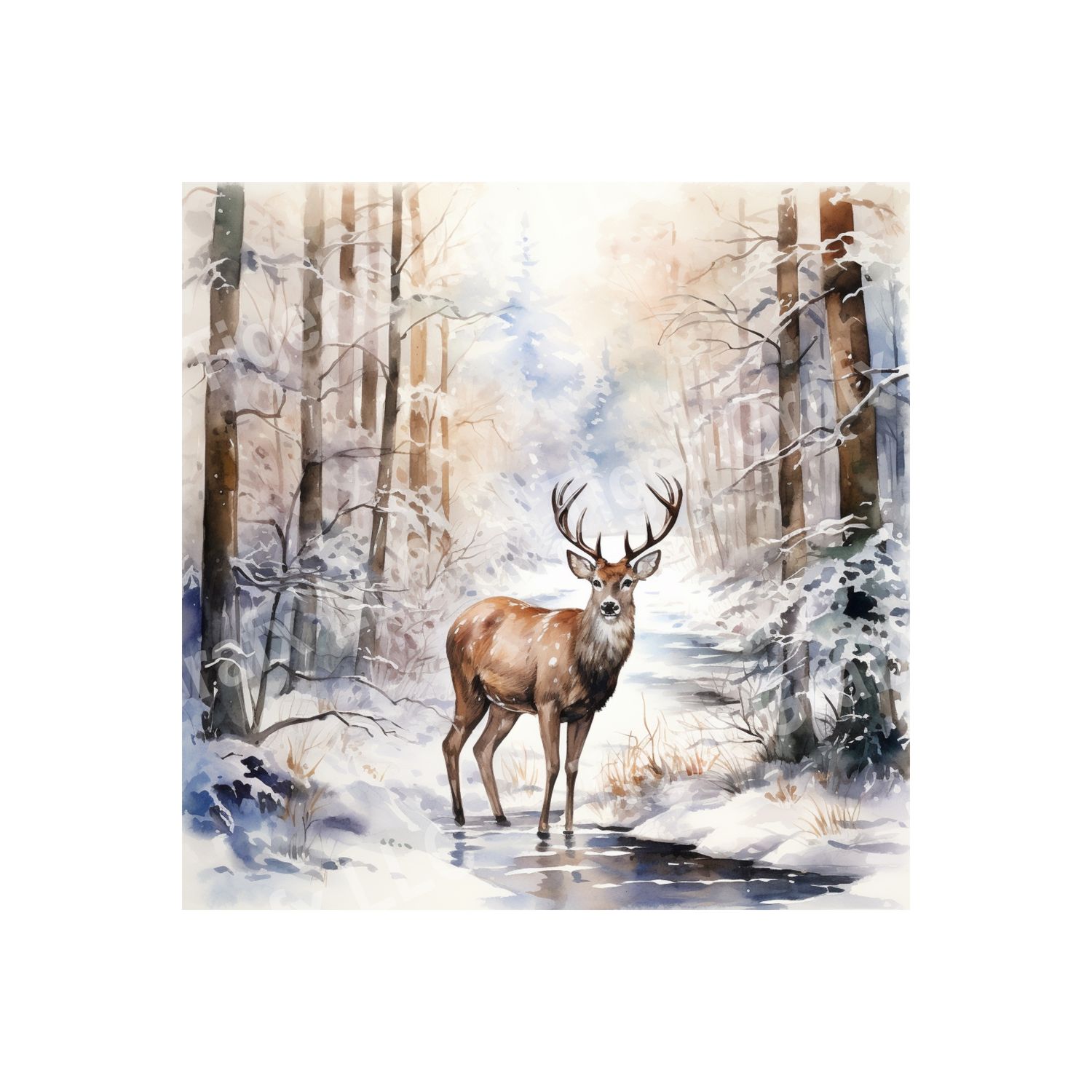 Winter Reindeer - 10x10 inch Square Metal Sign