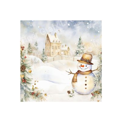 Gold Winter Snowman - 10x10 inch Square Metal Sign