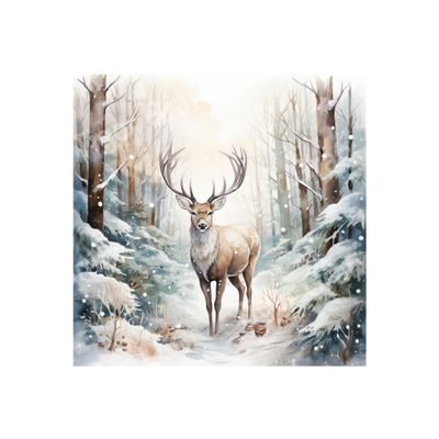 Winter Reindeer - 10x10 inch Square Metal Sign
