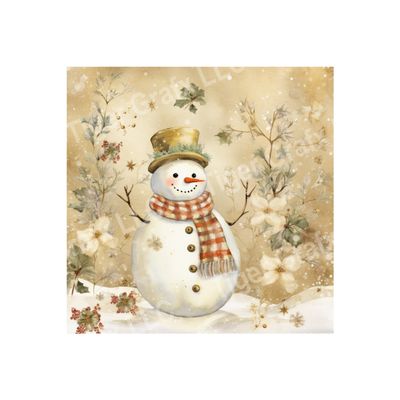 Gold Winter Snowman - 10x10 inch Square Metal Sign