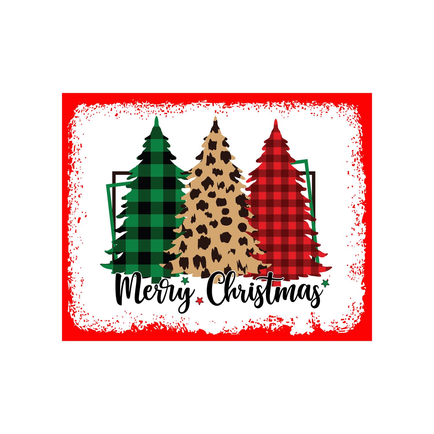 Plaid Christmas Trees - 8x10 inch Rectangle Metal Sign