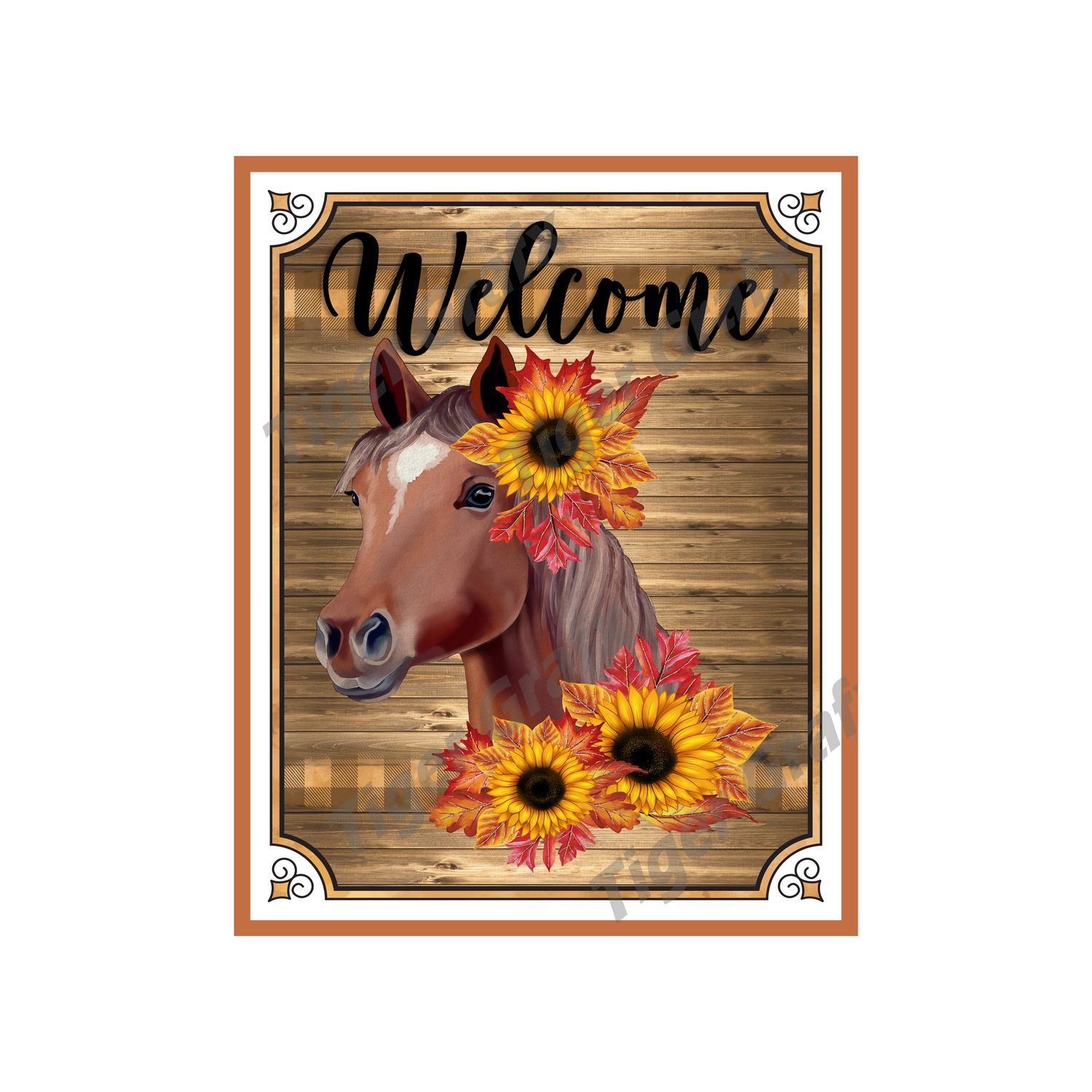 Horse with Sunflowers - 8x10 inch Rectangle Metal Sign