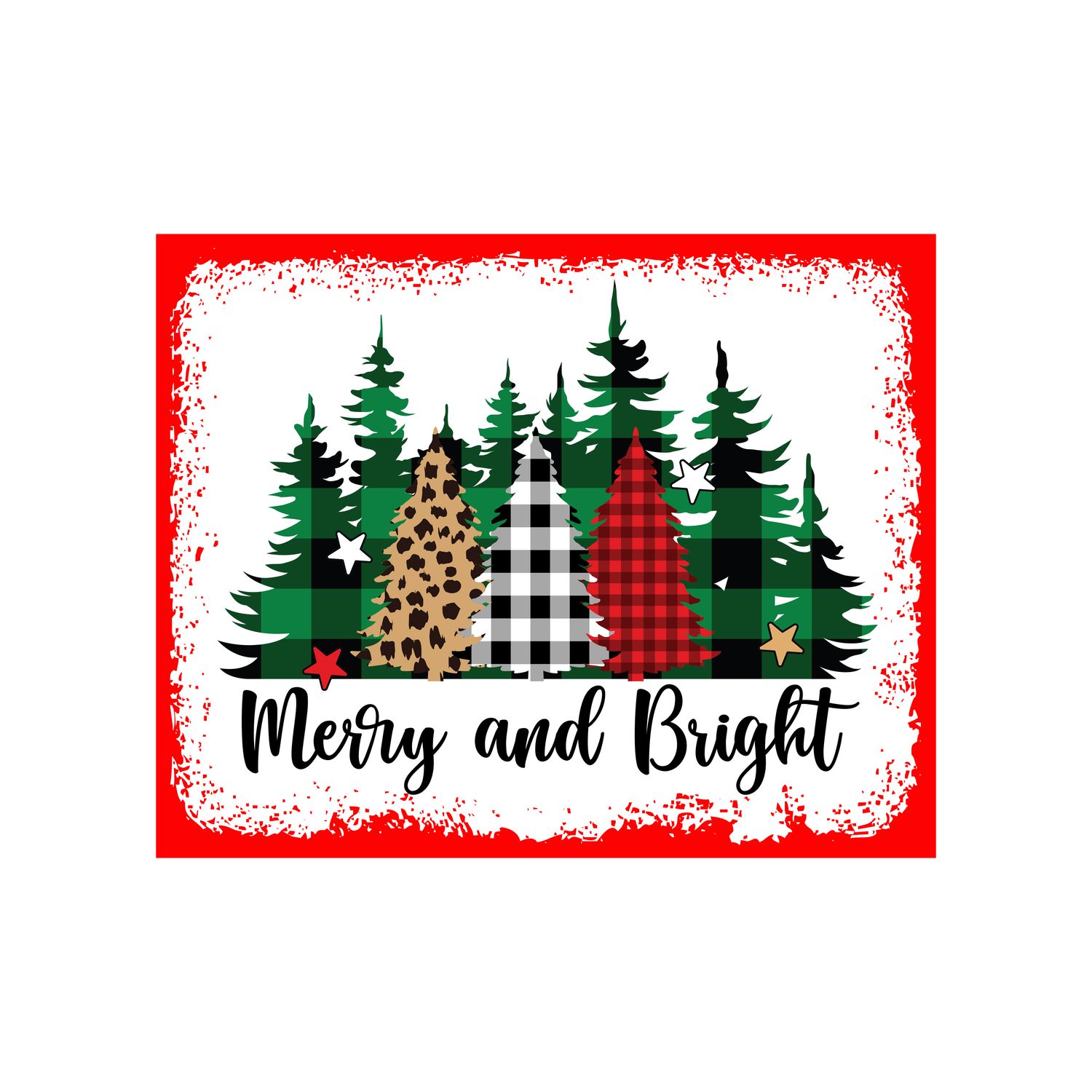 Plaid Christmas Trees - 8x10 inch Rectangle Metal Sign
