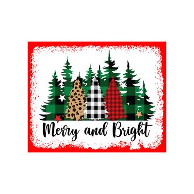 Plaid Christmas Trees - 8x10 inch Rectangle Metal Sign