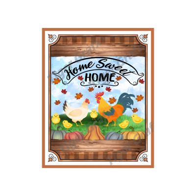 Home Sweet Home Fall Chickens - 8x10 inch Rectangle Metal Sign