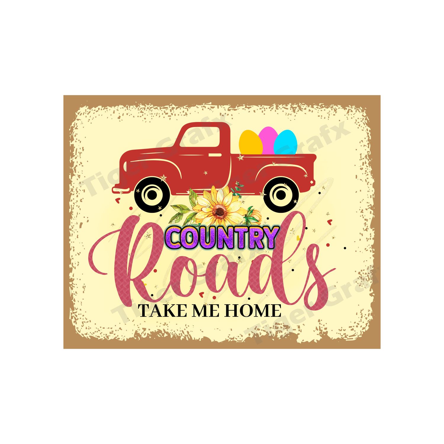 Country Farm Truck - 8x10 inch Rectangle Metal Sign