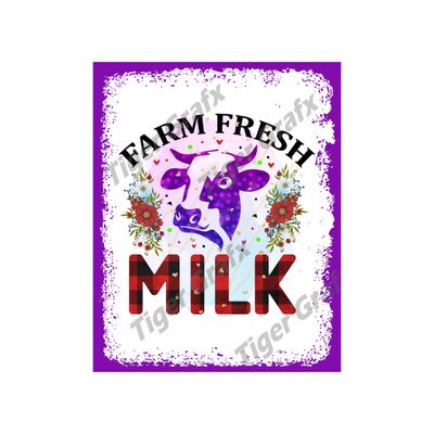 Farm Fresh Purple Cow - 8x10 inch Rectangle Metal Sign